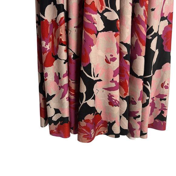 Zara High Neck Pink Floral Print Elbow Sleeve Tie Back Midi Dress Size Small - Picture 8 of 12